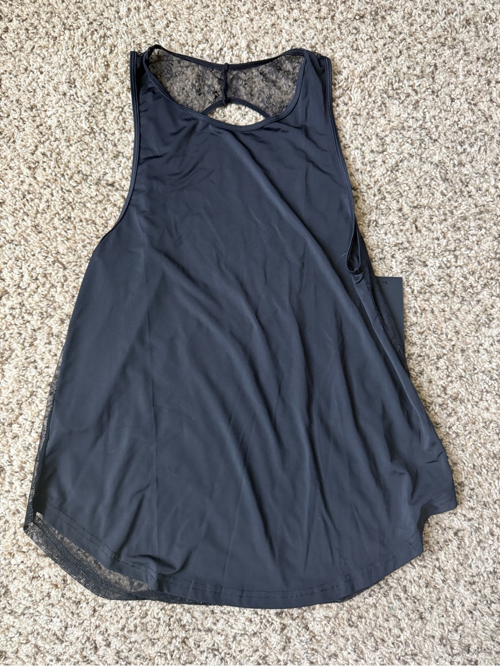 Mono B Black Lace-Back Athletic Tank Top